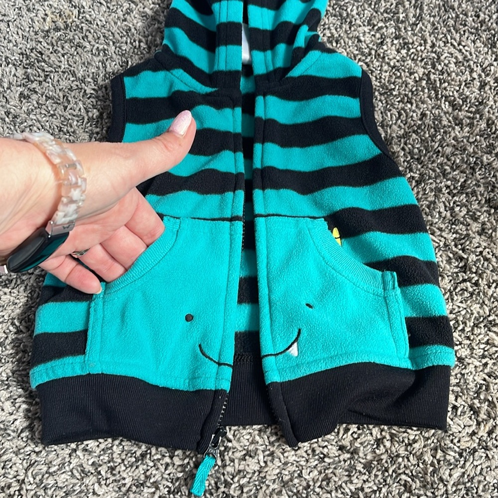 Carters 12M zip up vest sweater with hood